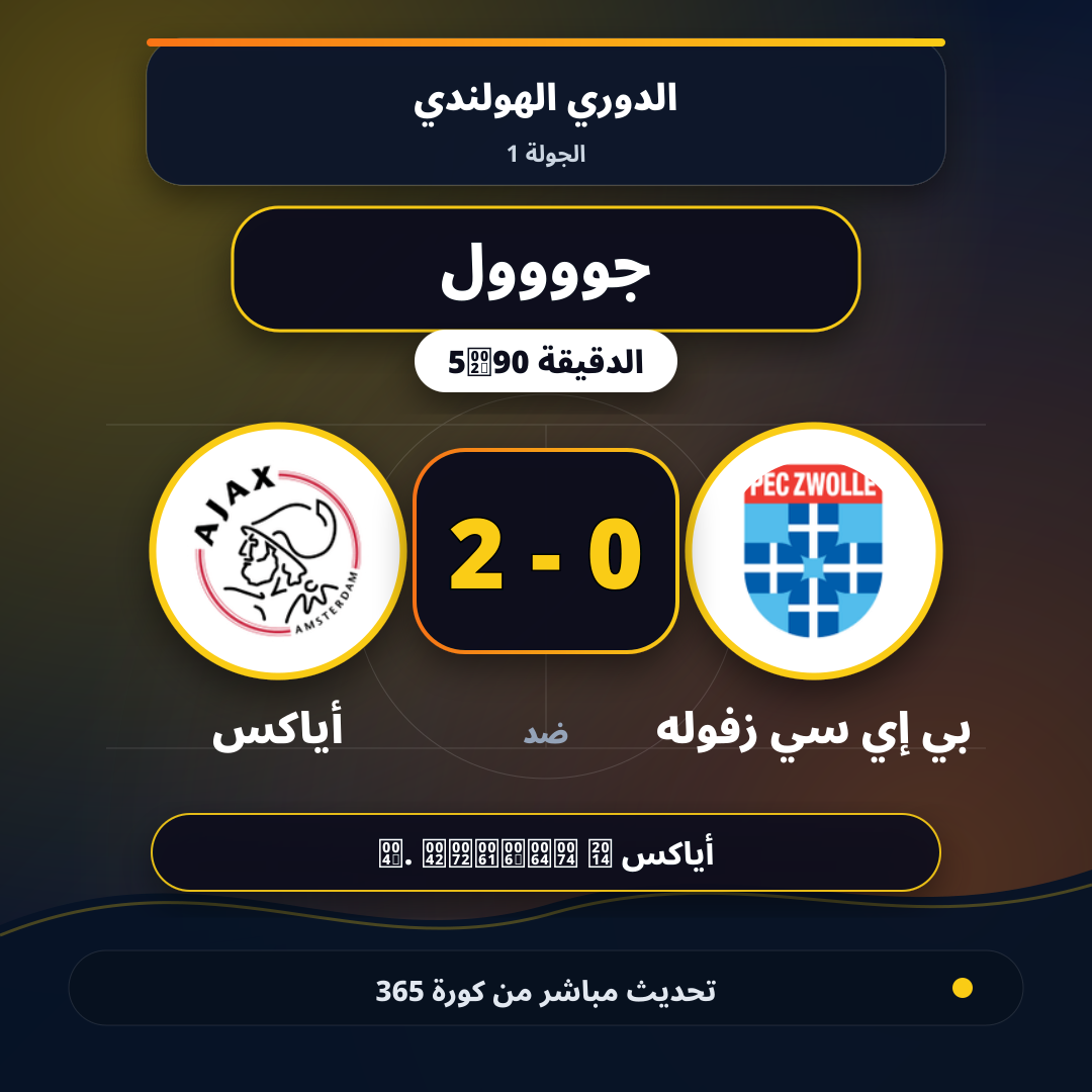 جوووول لـ أياكس في الدقيقة 90+5.. 0 - 2