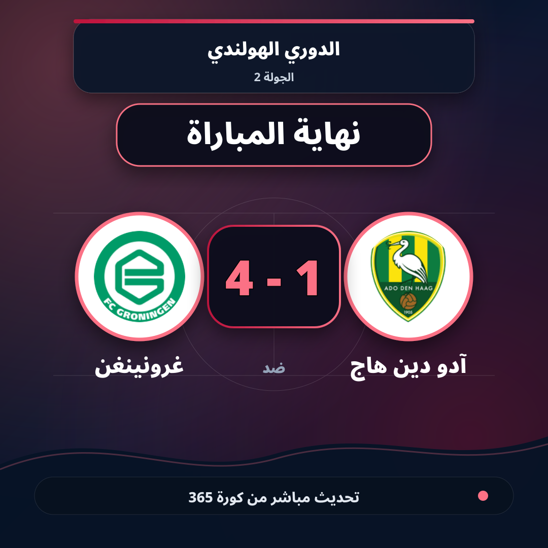 نهاية المباراة.. آدو دين هاج 1 - 4 غرونينغن
