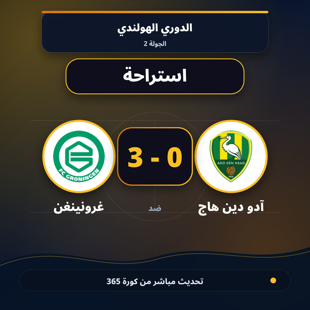 استراحة.. آدو دين هاج 0 - 3 غرونينغن