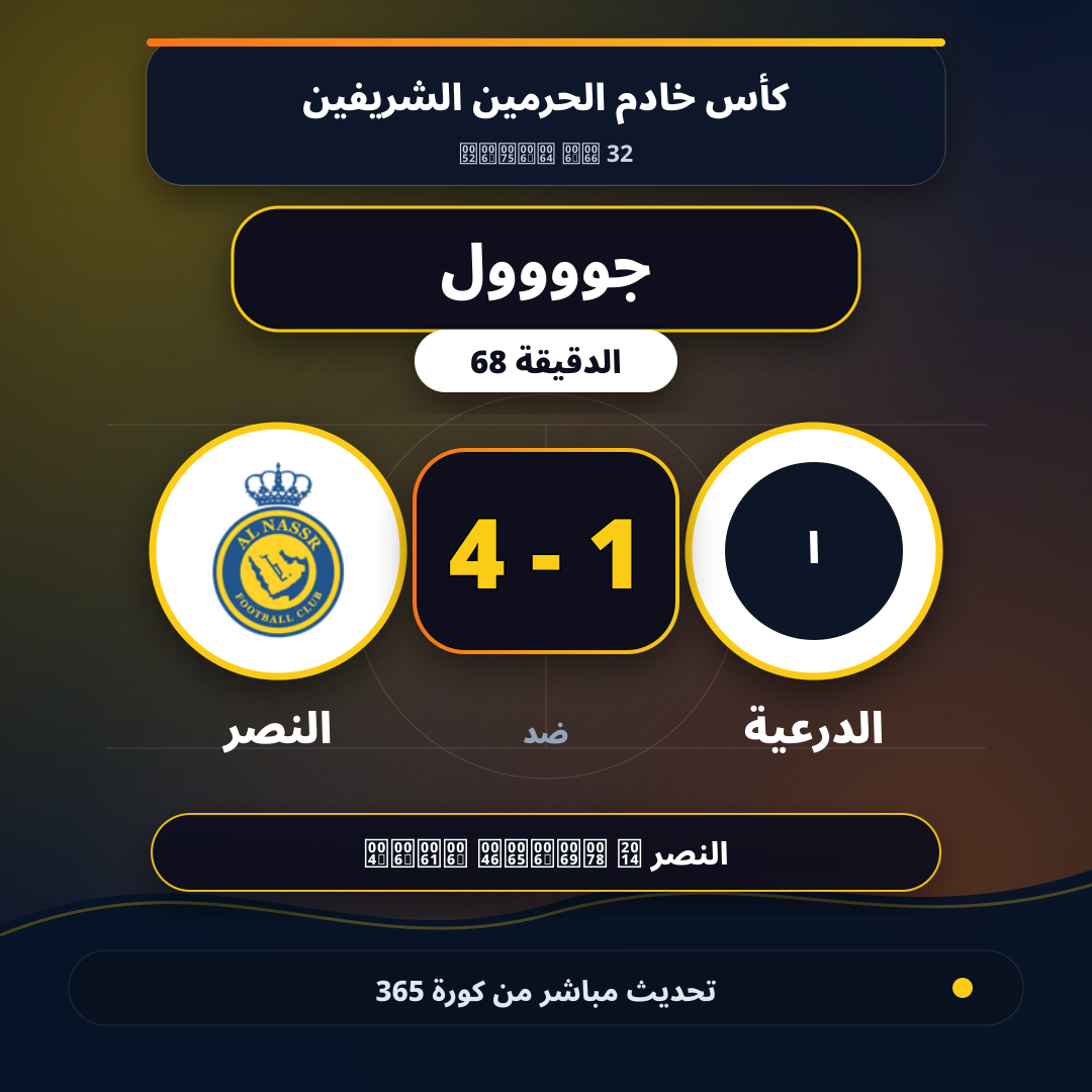جوووول لـ النصر في الدقيقة 68.. 1 - 4