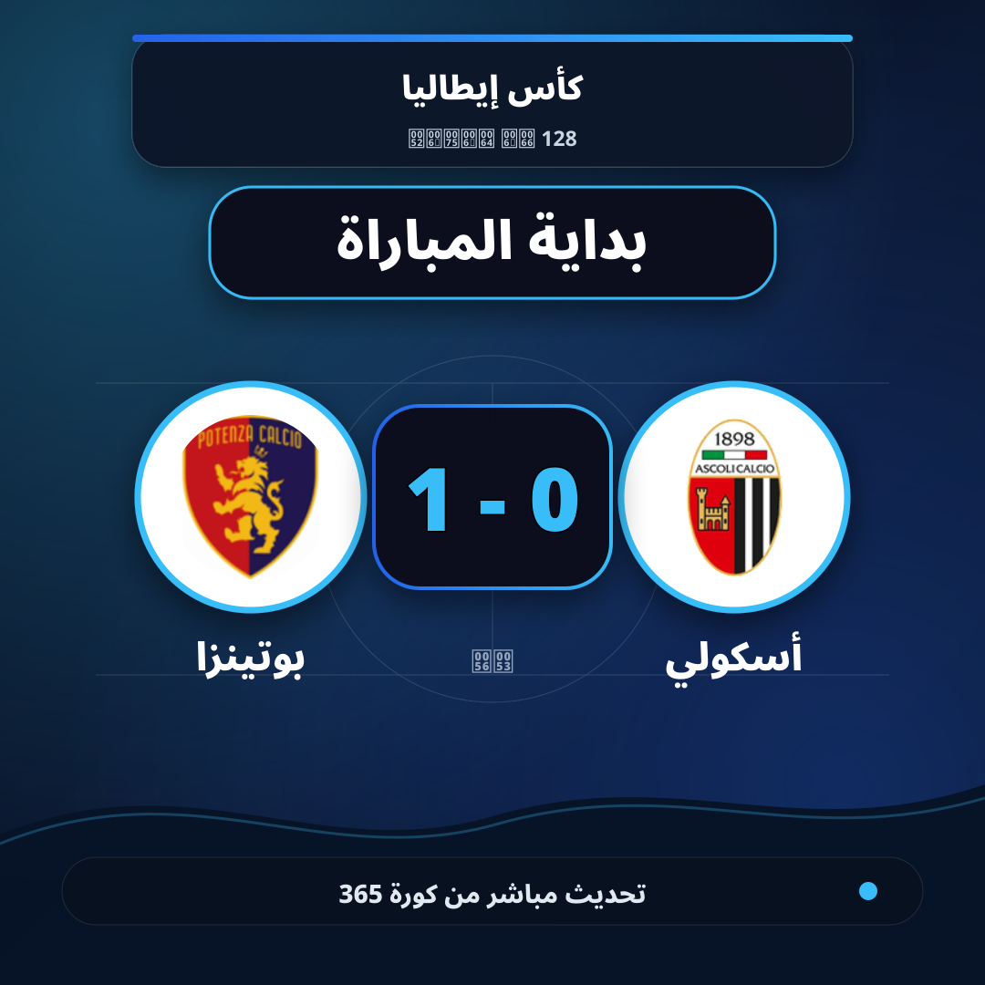 بداية مباراة أسكولي و بوتينزا