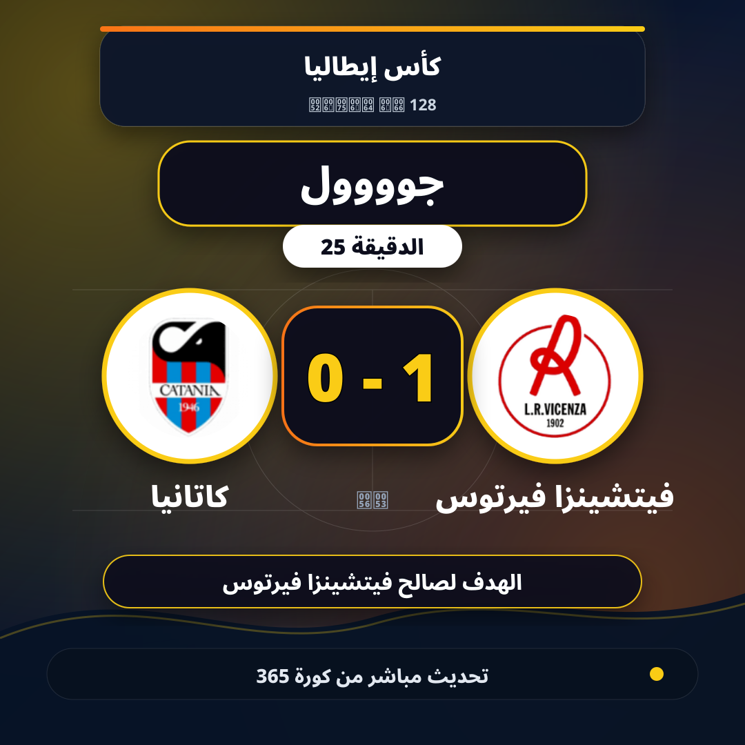جوووول لـ فيتشينزا فيرتوس في الدقيقة 25.. 1 - 0