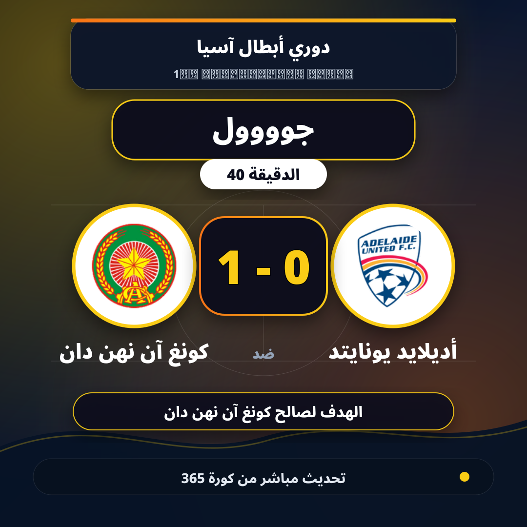 جوووول لـ كونغ آن نهن دان في الدقيقة 40.. 0 - 1