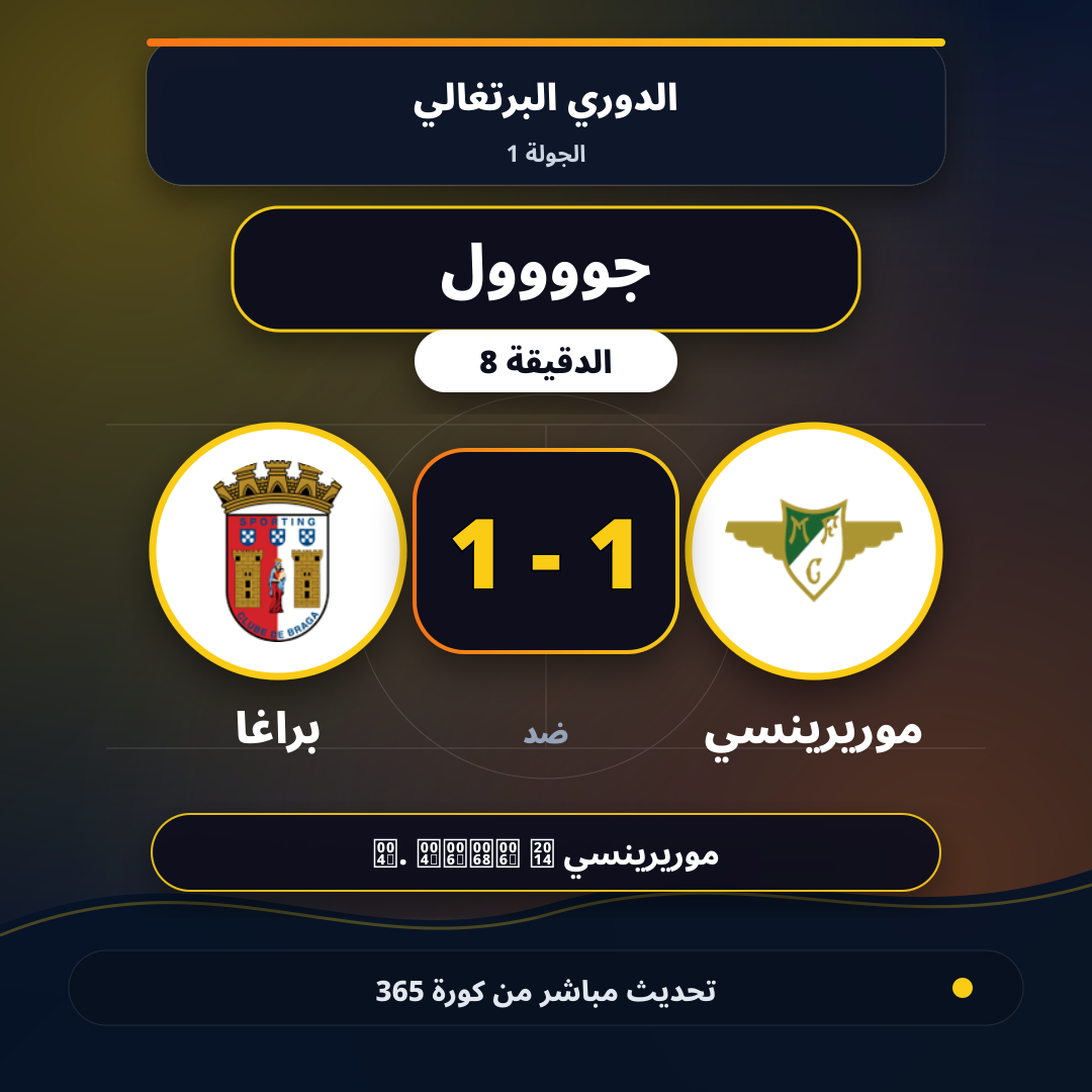 جوووول لـ موريرينسي في الدقيقة 8.. 1 - 1