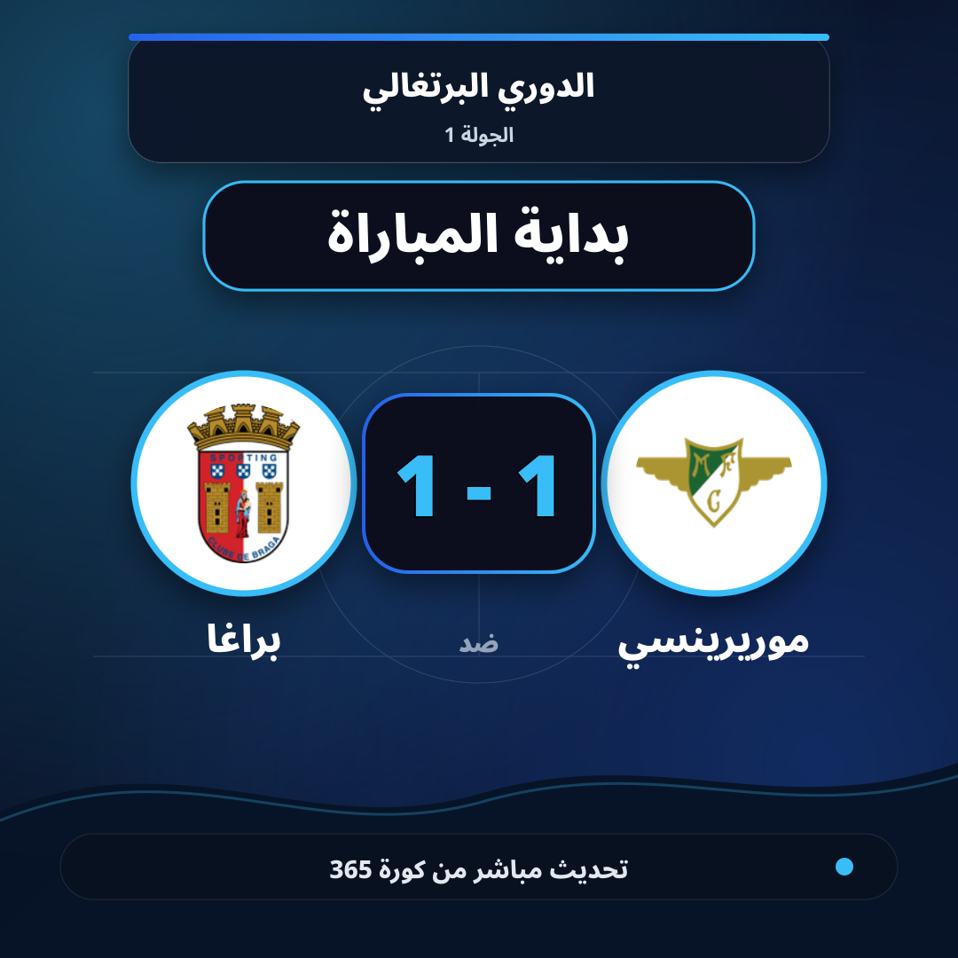 بداية مباراة موريرينسي و براغا