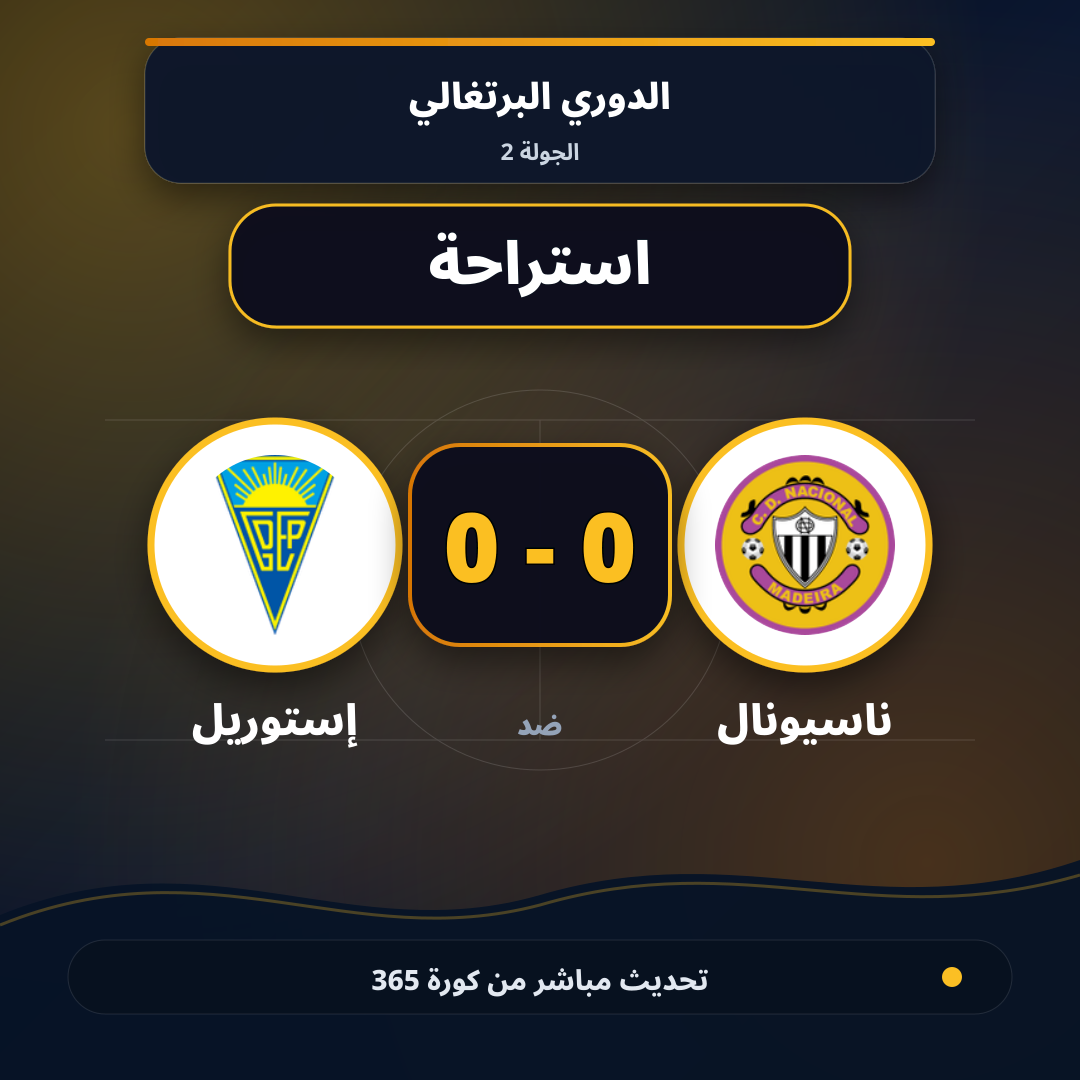 استراحة.. ناسيونال 0 - 0 إستوريل