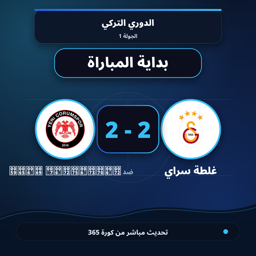 بداية مباراة غلطة سراي و Yeni Çorumspor