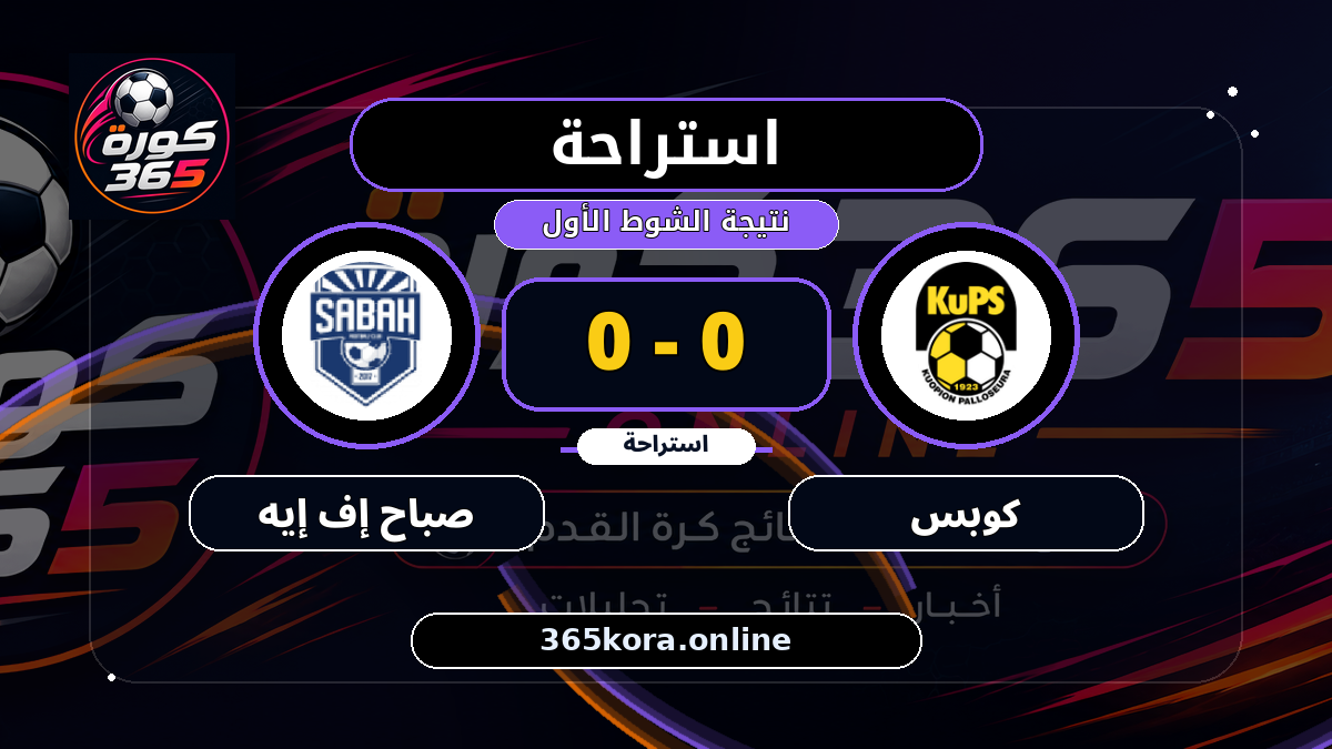 استراحة.. كوبس 0 - 0 صباح إف إيه