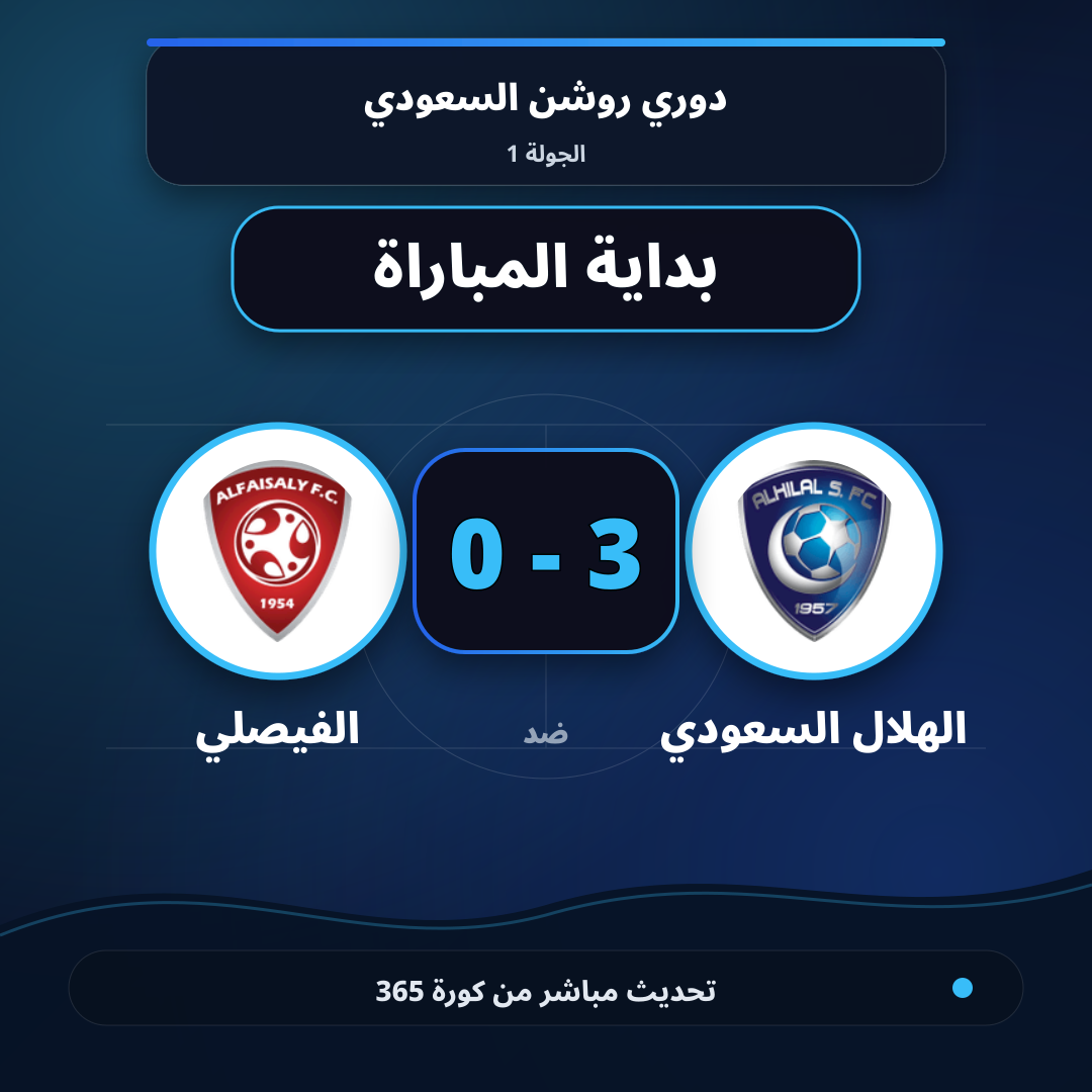 بداية مباراة الهلال السعودي و الفيصلي
