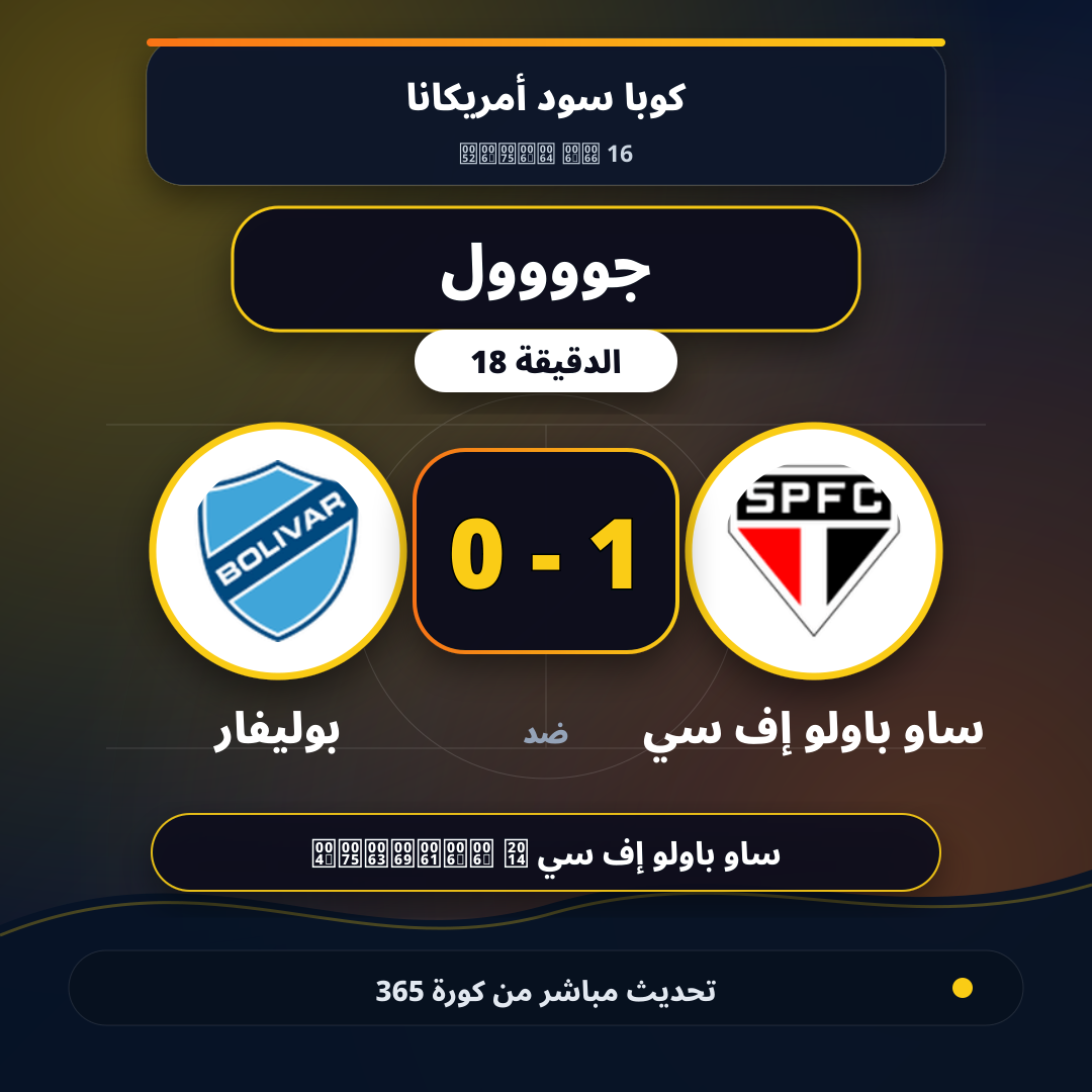 جوووول لـ ساو باولو إف سي في الدقيقة 18.. 1 - 0